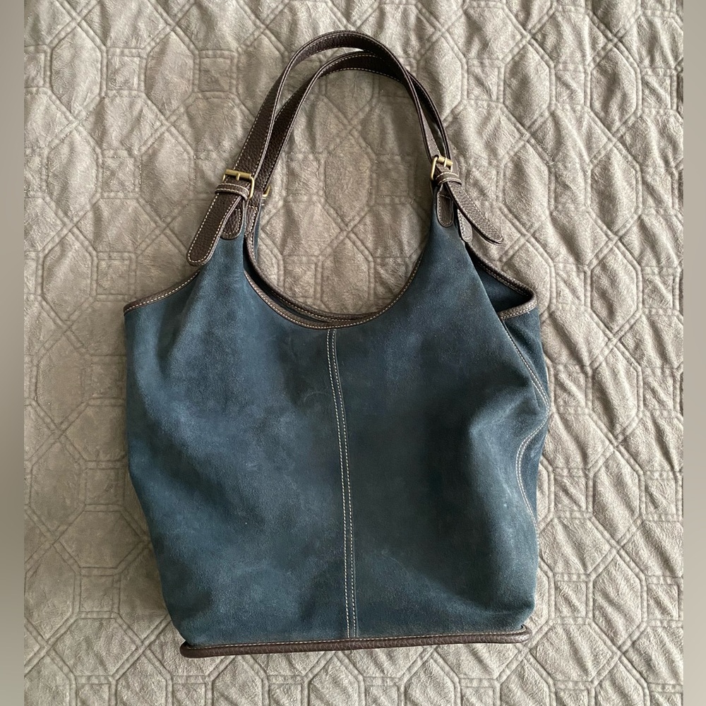 Vintage Y2K Suede Leather Tote Bag Purse by Preston & York